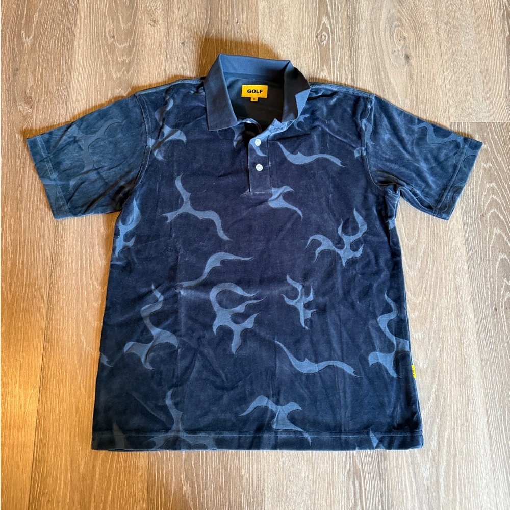 Golf Wang Blue Velour Flame Polo